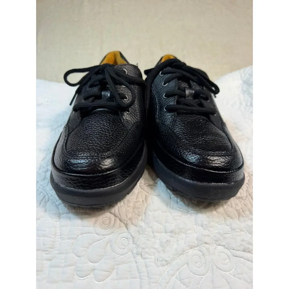 NWT Dr. Comfort Men 10.5 Black Justin Pebbled Leather Lace Up Walking Shoes